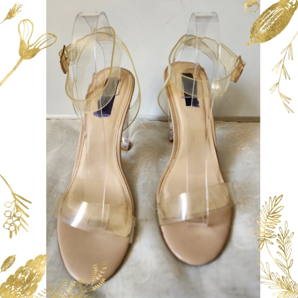 STEVE MADDEN "CAMILLE " LUCITE ANKLE STRAP SANDALS - Picture 7 of 8